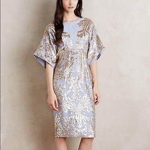 Anthropologie Pankaj & Nidhi sequin cocktail / wedding gray dress NEW size 2